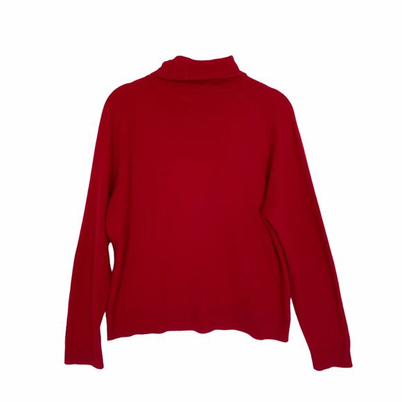 Cashmere Turtleneck Sweater Vintage Size Large Red Cozy Distressed Retro Chic - Picture 6 of 14